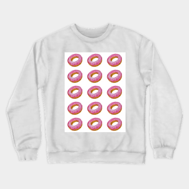 Watercolor donuts pattern - pink and white background Crewneck Sweatshirt by wackapacka